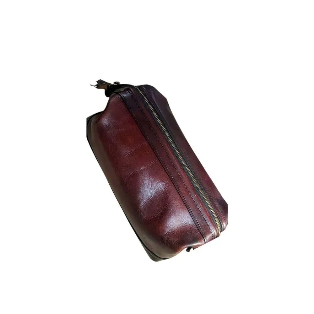 Vintage Bosca “Utili-Kit” USA Made Leather Dopp Kit / Shaving Travel Bag Toiletr